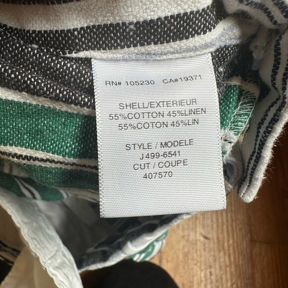 Josie white gray green striped linen shorts SIZE 4 - Picture 3 of 5